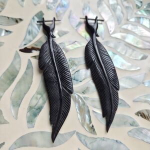 Black Feather Drop Earrings - Women Jewelry Earrings